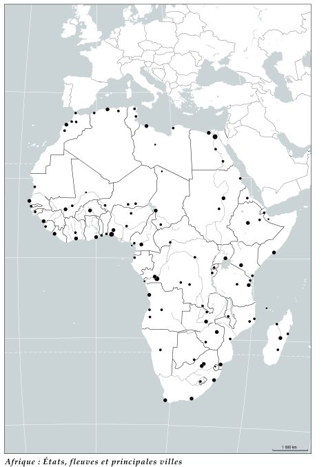 Afrique : États, fleuves et principales villes