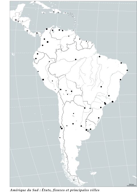 Amérique du sud : États, fleuves et principales villes