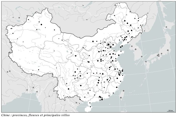 Chine : provinces, fleuves et principales villes