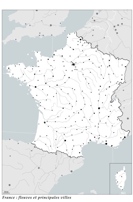 France : fleuves et principales villes