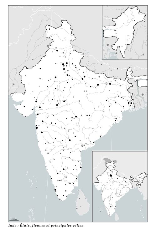 Inde : États, fleuves et principales villes
