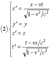 formule relativite restreinte
