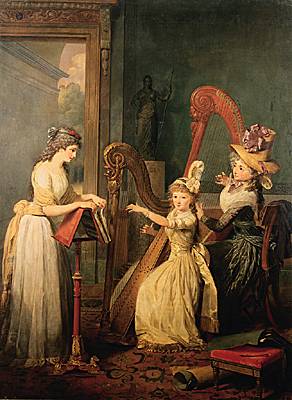 Jean-Baptiste Mauzaisse, la Leçon de harpe donnée par Madame de Genlis à Mademoiselle d'Orléans