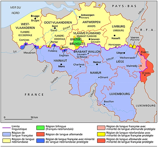 Les régions linguistiques de Belgique