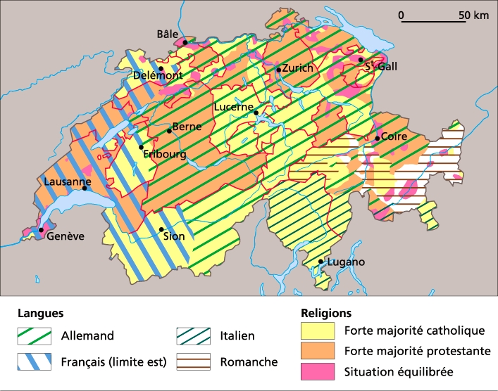 Langues et religions de la Confédération suisse actuelle