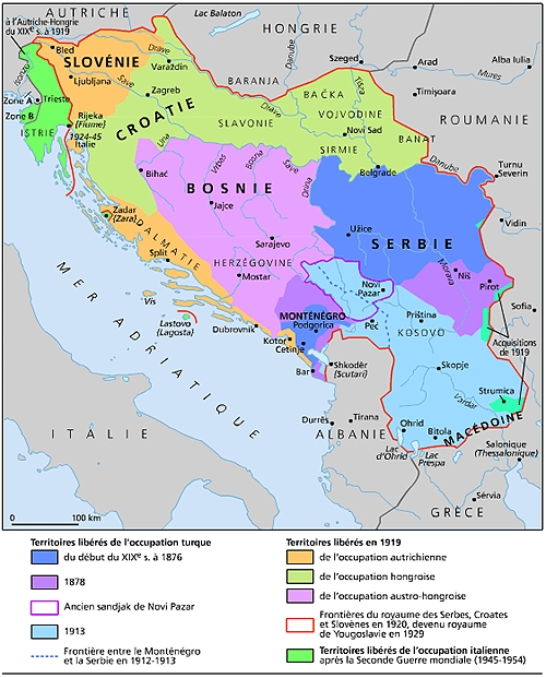 carte de La formation de la Yougoslavie