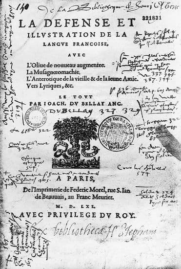Joachim Du Bellay, page de titre de <i>Défense et illustration de la langue française</i>