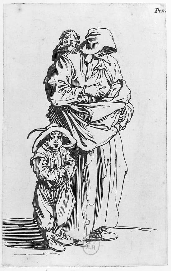 Jacques Callot, Mère et ses trois enfants