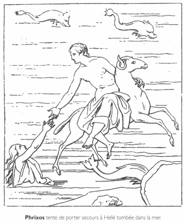 <B>Phrixos</B> tente de porter secours à Hellé tombée dans la mer.