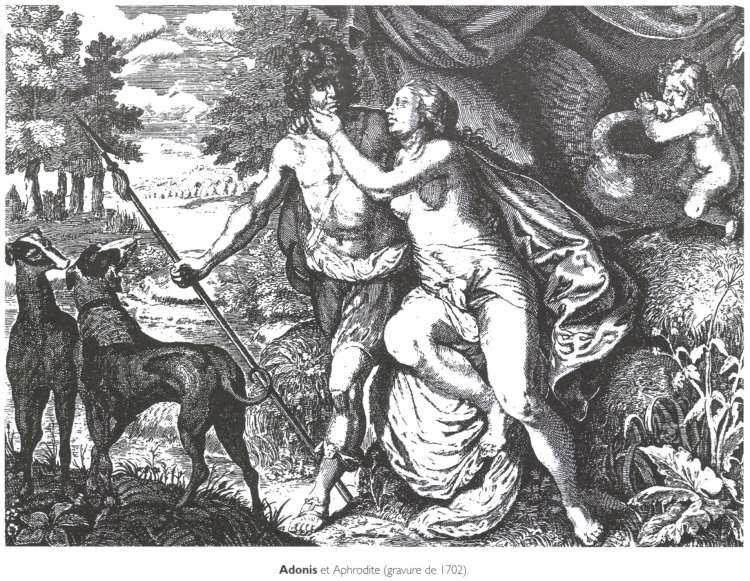 <B>Adonis</B> et Aphrodite (gravure de 1702).