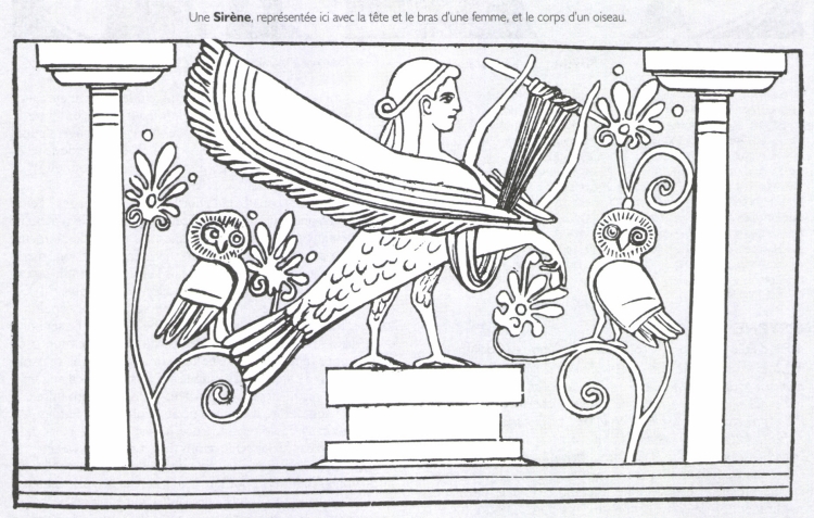 Une <B>Sirène</B>, représentée ici avec la tête et le bras d'une femme, et le corps d'un oiseau.