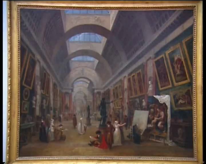 Hubert Robert. <i>Vue imaginaire de la Grande Galerie en ruines.</i>