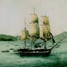 La corvette <i>l'Astrolabe</i>, de Dumont d'Urville, sur la côte de Nouvelle-Guinée.