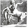 Monstres. Combat d'un Grec et d'un Centaure.