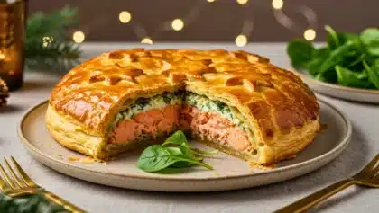 Tourte au saumon et aux épinards pour un repas festif et gourmand