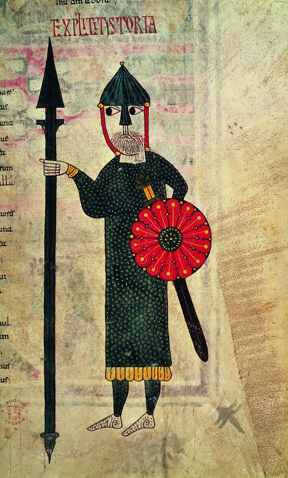 un fantassin wisigoth (miniature du XIIe siècle)