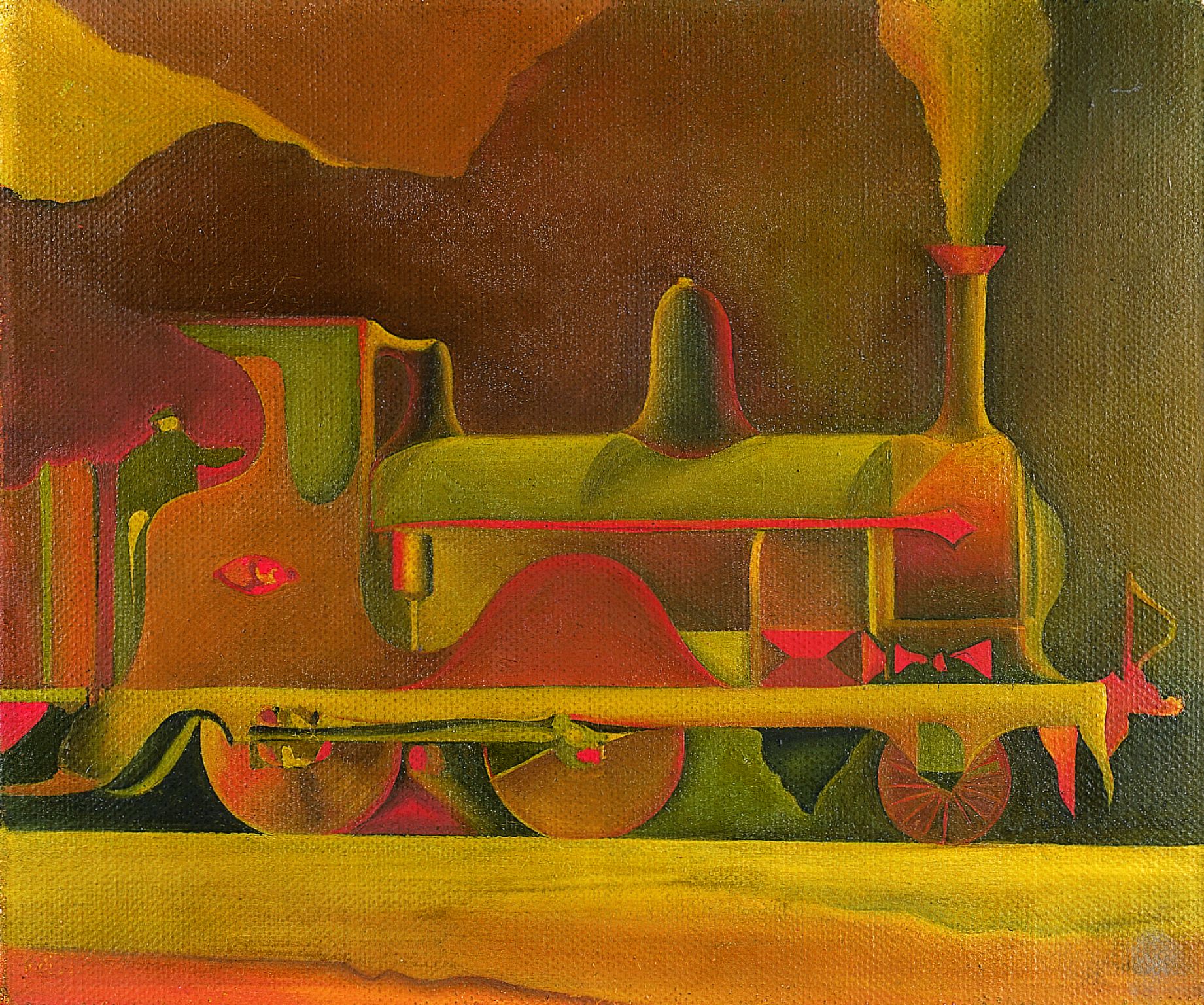 une ancienne locomotive à vapeur (Locomotive, tableau de Humphrey Jennings, 1936-1938)