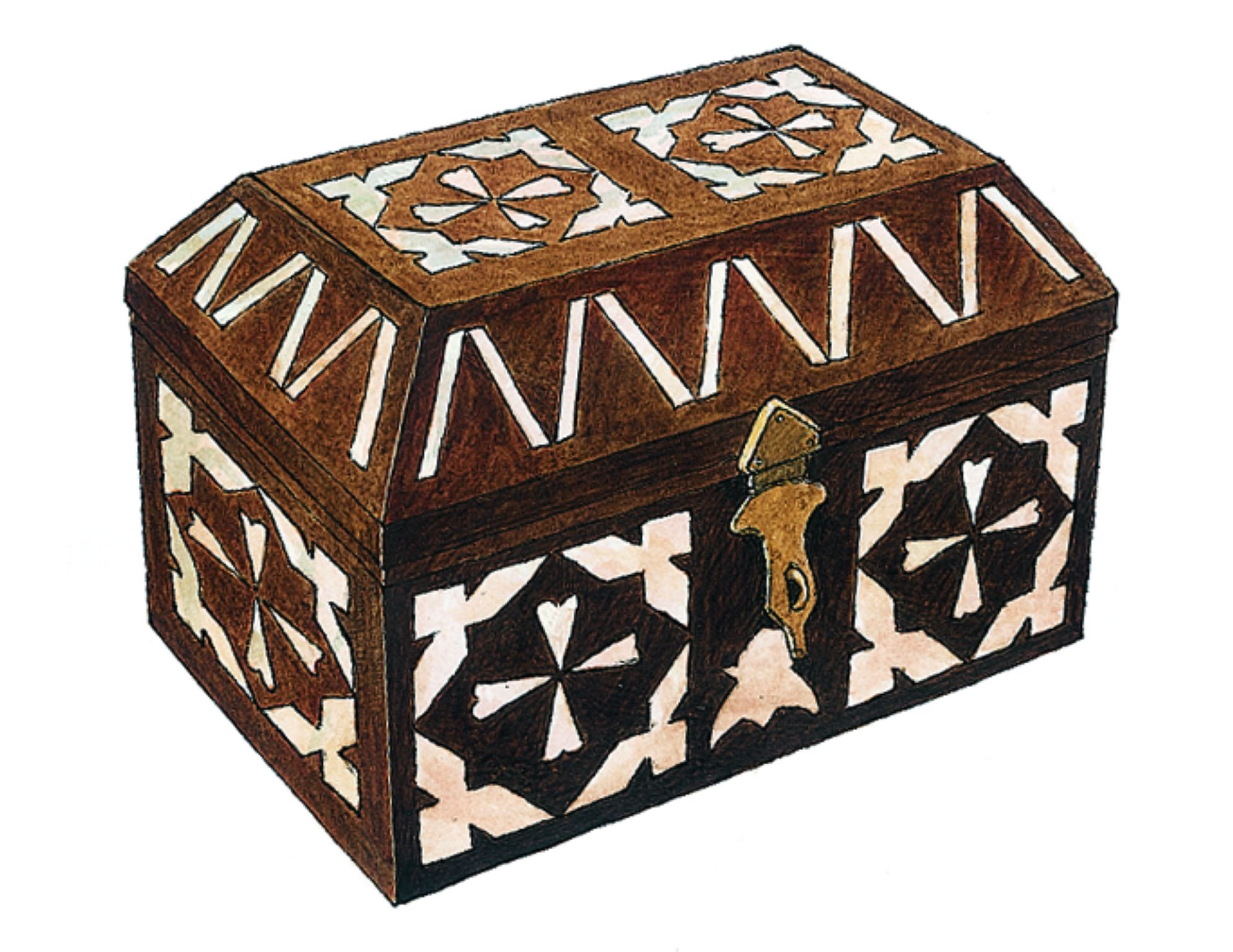 un coffret avec des incrustations de nacre