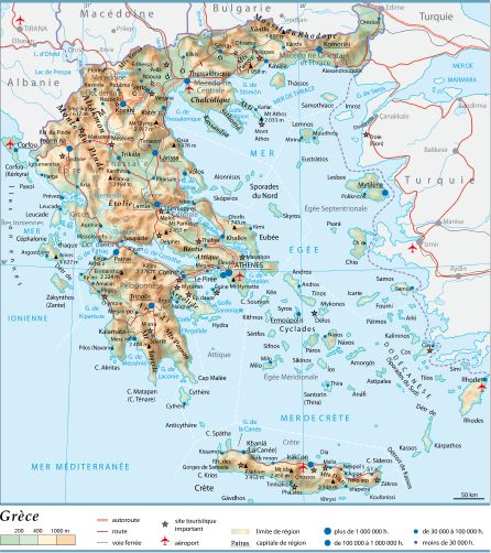 carte géographique de la Grèce