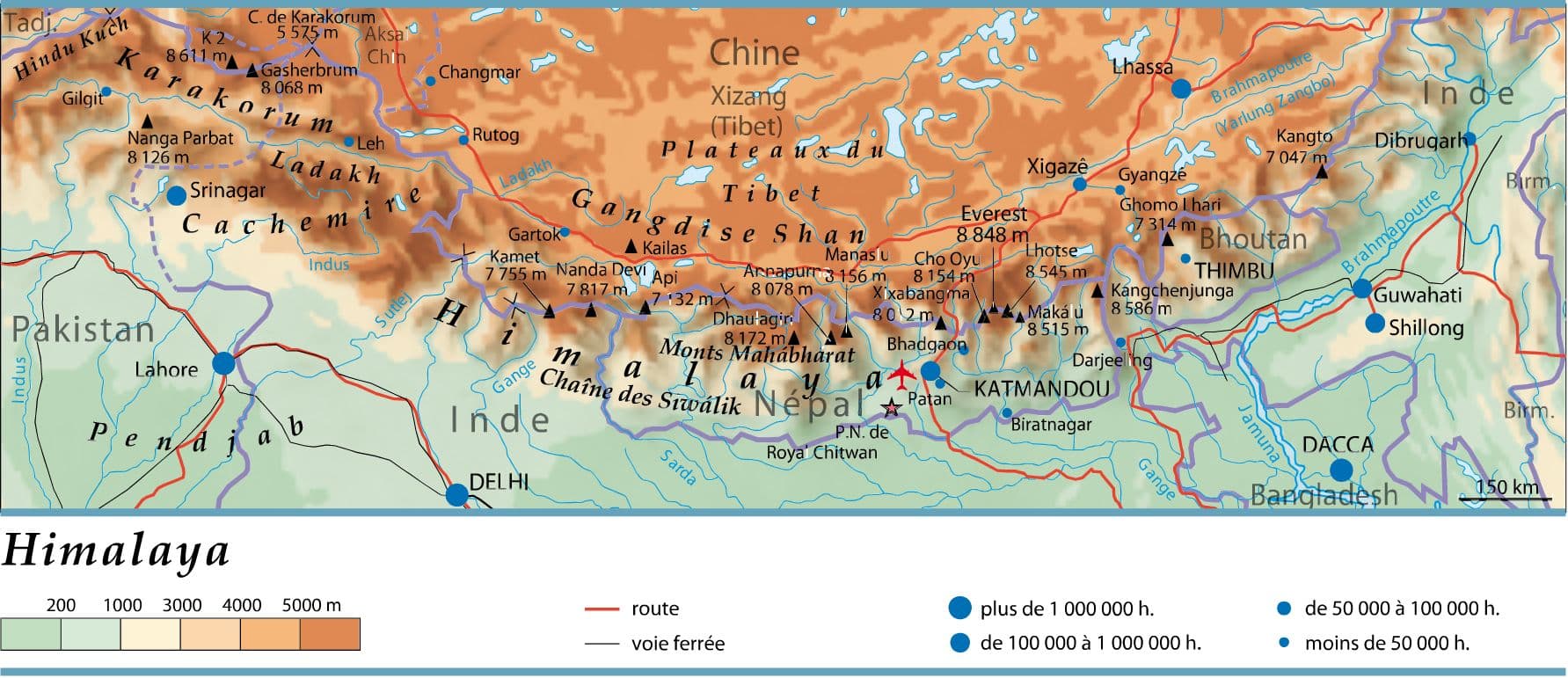 l himalaya montagne cartes