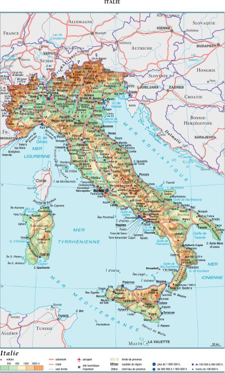 carte italie villes principales