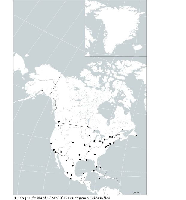 Amérique du  nord : États, fleuves et principales villes