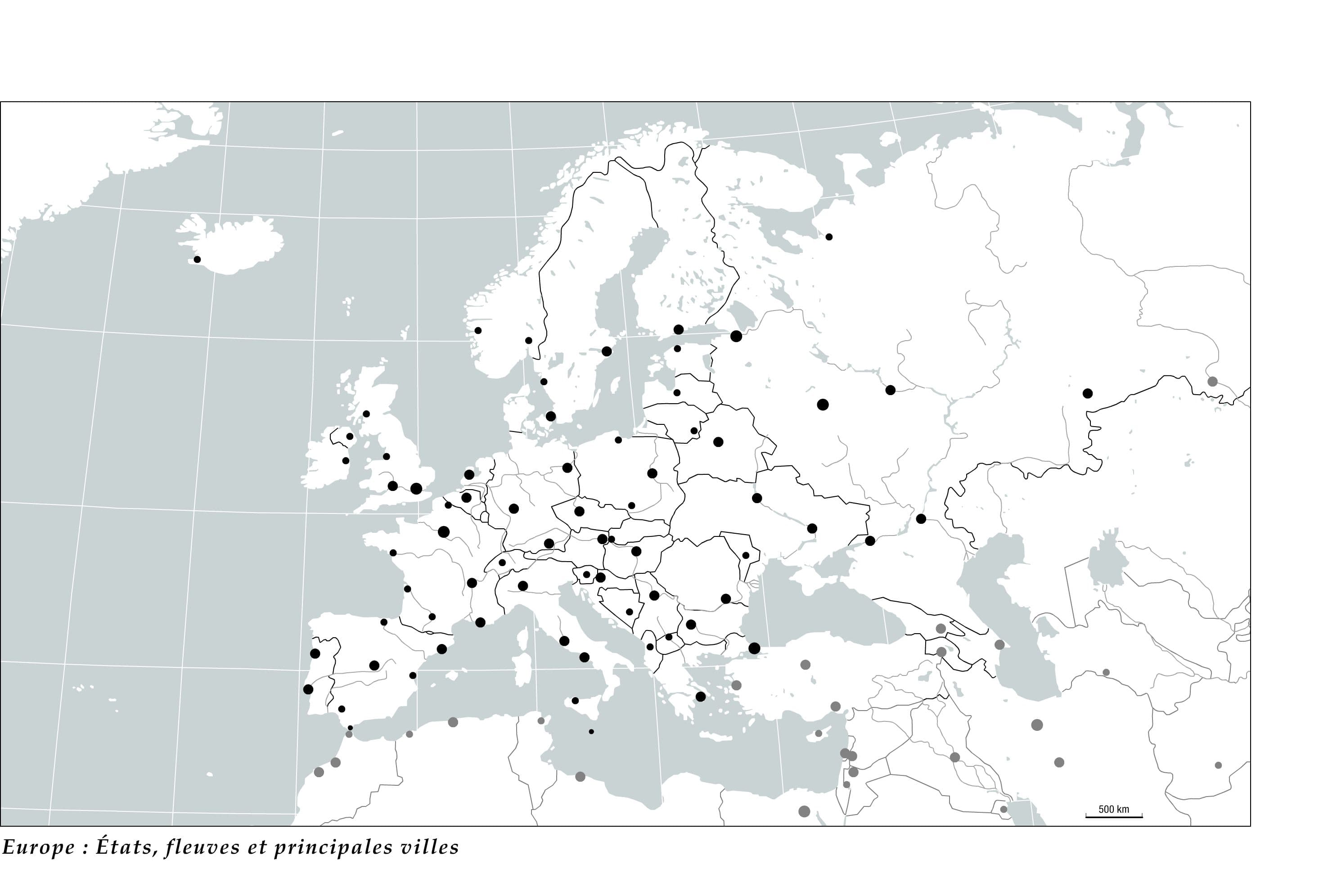 Europe : États, fleuves et principales villes