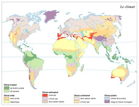 carte du monde climat