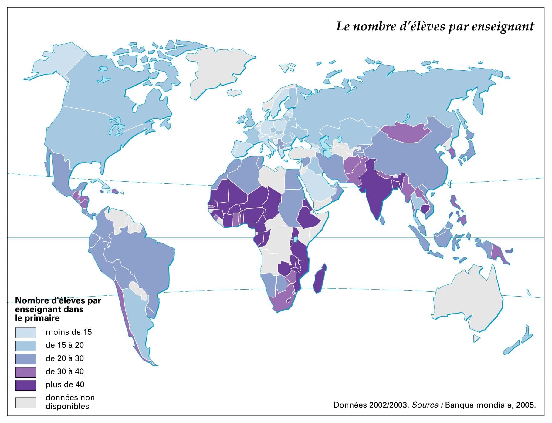 Nombre d'élèves par enseignant