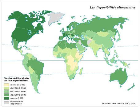 Les disponibilités alimentaires Les disponibilités alimentaires