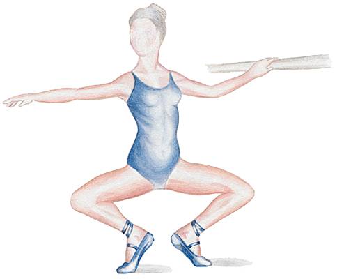 Plié en première à la barre