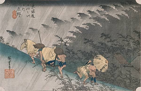 Hiroshige, Hommes sous la pluie