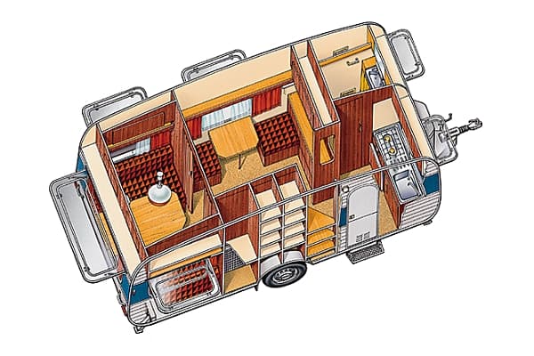 Aménagement intérieur d'une caravane