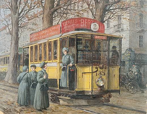 Grossi, Femmes conduisant un tramway en 1914 à Milan