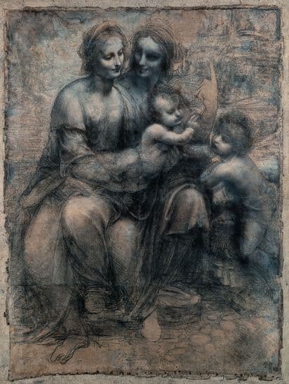 Léonard de Vinci, la Vierge à l'Enfant avec sainte Anne et saint Jean-Baptiste