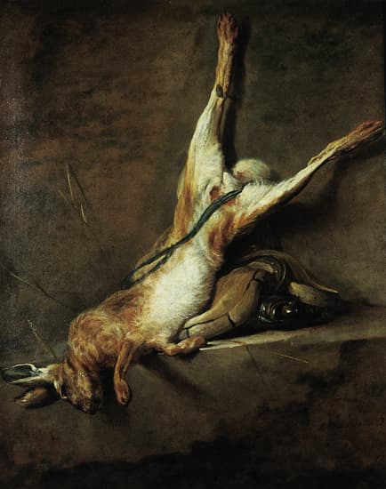 Jean Siméon Chardin, <i>Lièvre mort avec poire à poudre et gibecière</i>