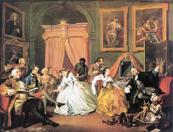 William Hogarth, le Mariage à la mode : la toilette