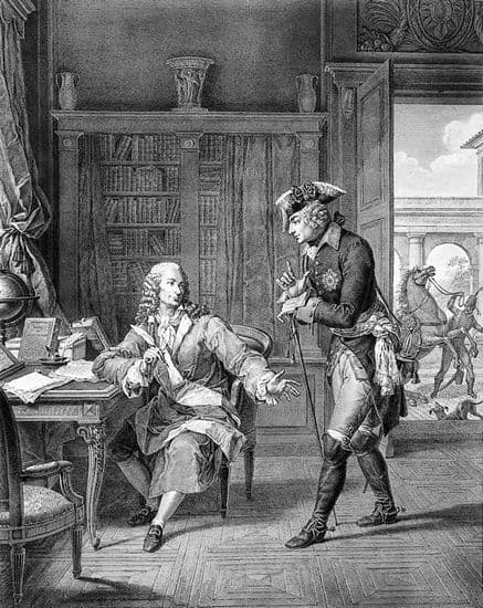 Voltaire recevant la visite de Frédéric II