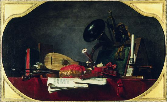 Jean Siméon Chardin, <i>les Attributs de la Musique</i> Jean Siméon Chardin, <i>les Attributs de la Musique</i>