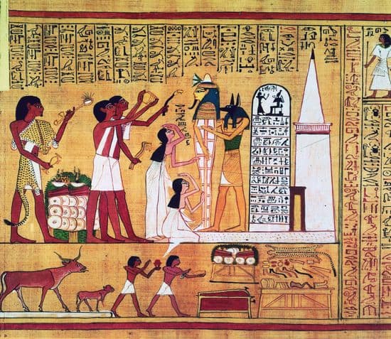 <i>Livre des morts</i> : Anubis soutenant la momie du défunt
