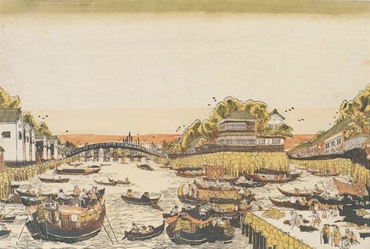Utagawa Toyoharu, <i>Vue en perspective de Fukagawa en été</i>