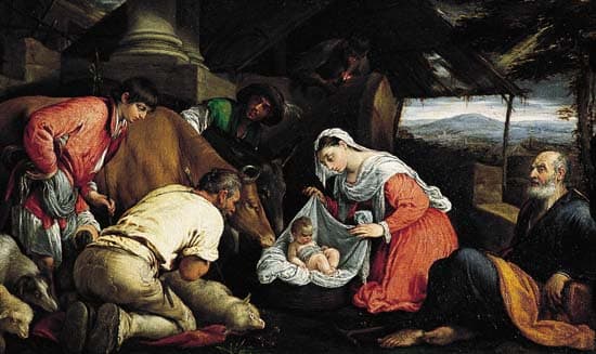 Jacopo Bassano, l'Adoration des bergers