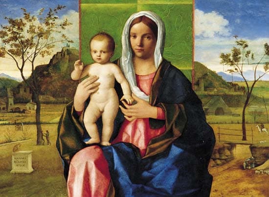 Giovanni Bellini, La Vierge et l'Enfant bénissant dans un paysage
