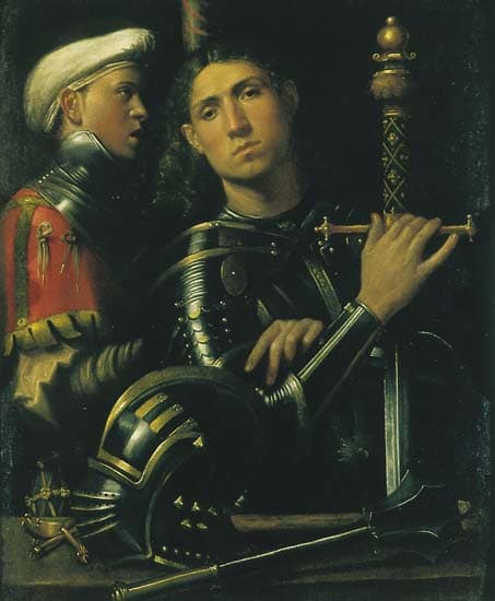 Giorgione, Homme en armure avec son page