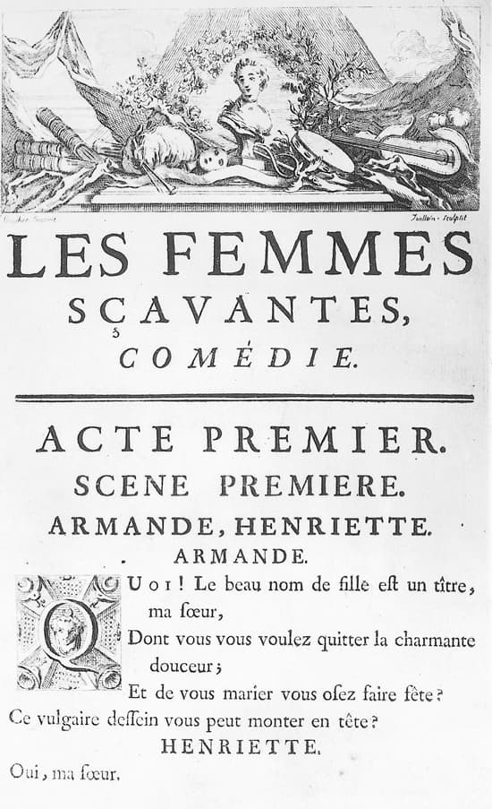 Scene From A Production Of Les Femmes Savantes, By Moliere