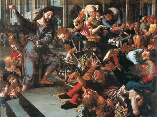 Jan Sanders Van Hemessen, <i>le Christ chassant les marchands du Temple</i>