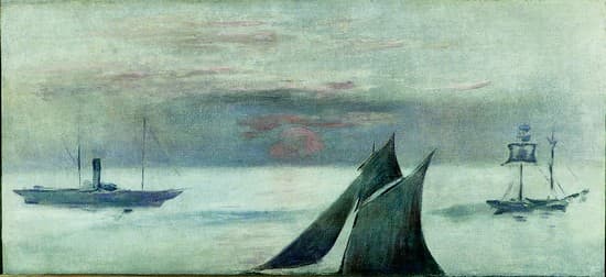 Édouard Manet, Bateaux en mer, soleil couchant