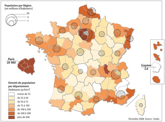 France la densité de la population