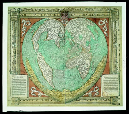 Carte du monde en forme de  c ur d Oronce  Fine  1536 