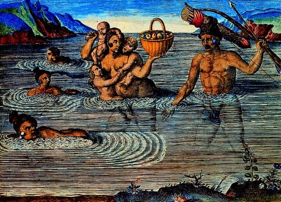 Améridiens de Floride traversant un fleuve